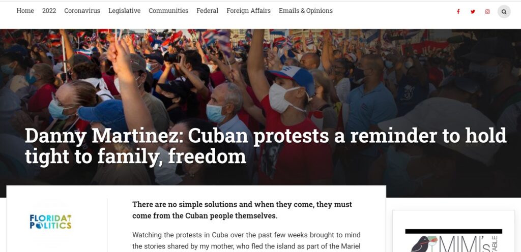 Click here to read Danny Martinez's op-ed on Cuban freedom in Florida Politics