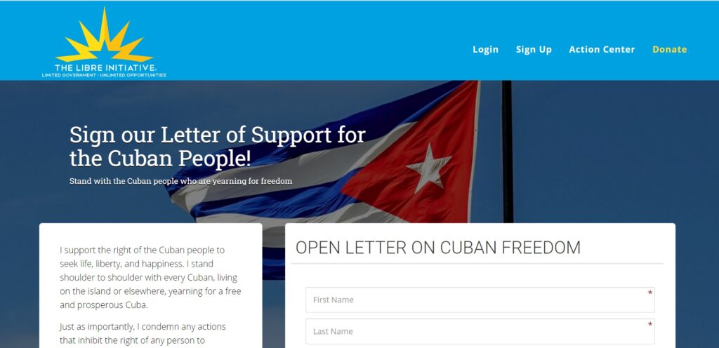 Sign the letter of support for the Cuban people!