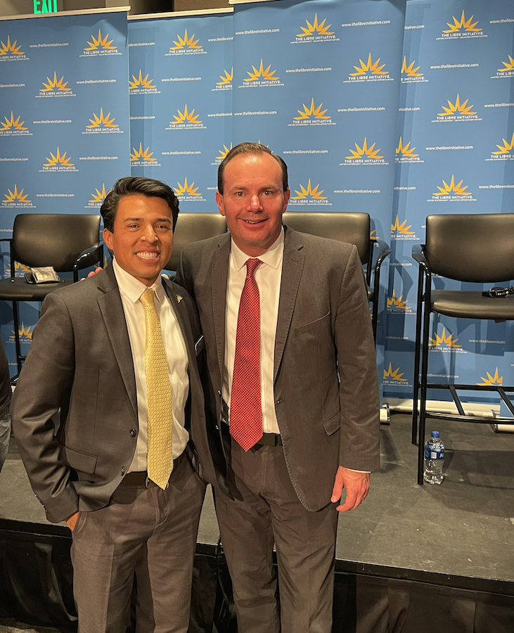 LIBRE strategic director Jeffrey Baldwin with Utah Senator Mike Lee at LIBRE's event to discuss policy solutions that will help the Hispanic community in the U.S.