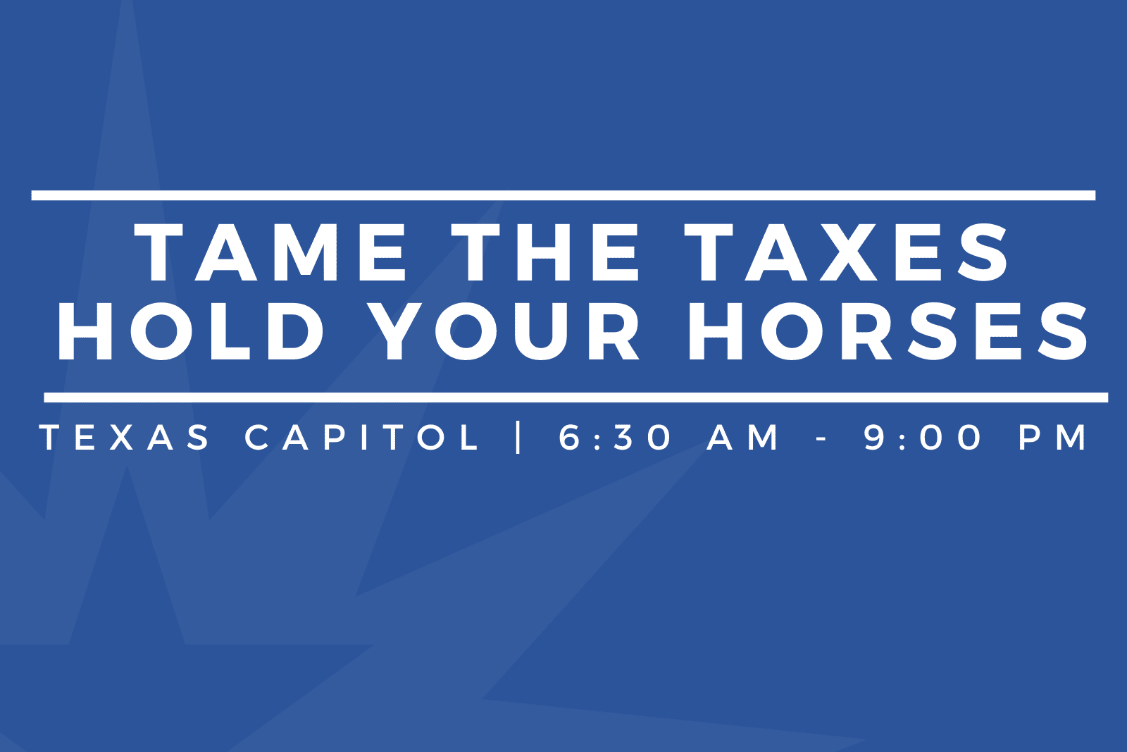 Tame the Taxes, Hold your Horses